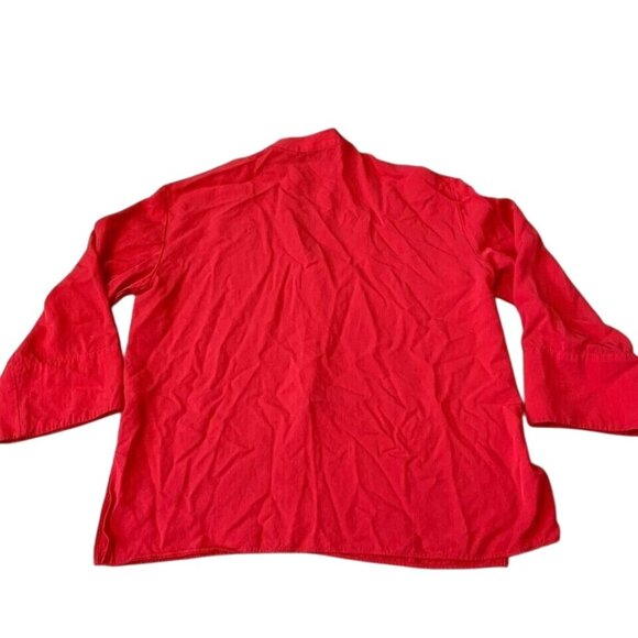 Zara Flowey Slit Blouse Women’s Size Medium Coral Color V-Neck Viscose Lyocell - Picture 3 of 3